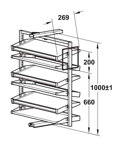 Sapateira Extensível e Rotativa 800 X 1000 X 365mm Cinza Hafele