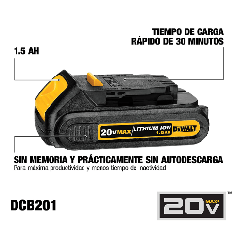 BATERIA COMPACTA 20V MAX LITIO-ION DCB201 DEWALT