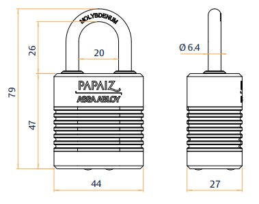 Cadeado Lâminas com Chave e Capa 40mm Papaiz