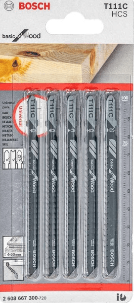 LÂMINA PARA SERRA TICO TICO MADEIRA T111C C/5 PEÇAS BOSCH