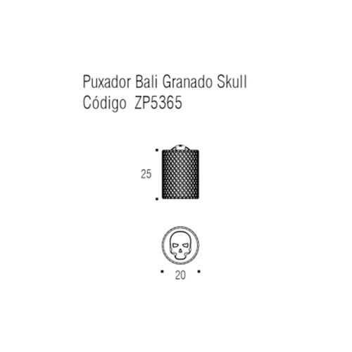 Puxador Bali Granado Skull Preto Zen