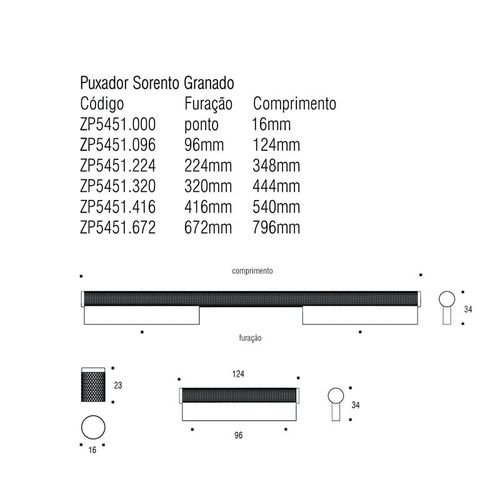 Puxador Sorento Granado 416mm Branco Zen