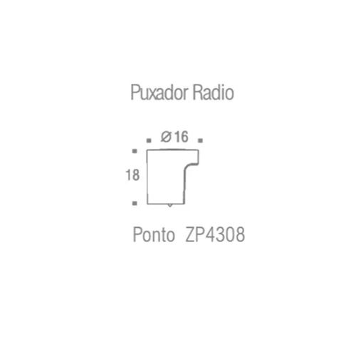 Puxador Rádio 16mm Preto Zen