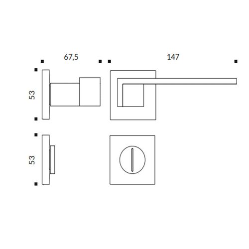 Conjunto de Maçaneta Break Banheiro Quadrada Cromado Zen