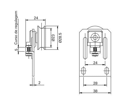 Roldana para Porta de Correr Rol26 Côncava com Esferas Reta 10kg Fermax
