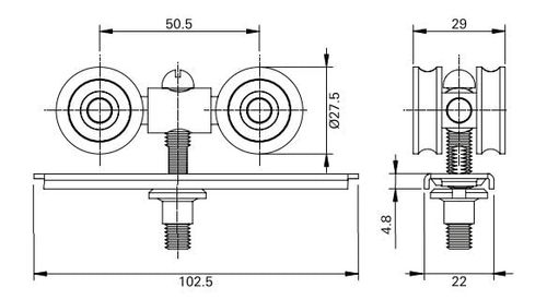 Roldana para Porta de Correr Rrc04 Côncavas com Rolamento 160kg Fermax