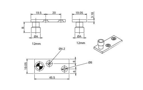Pino Rolete Guia 12mm Reto Fermax