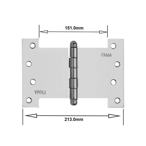 Dobradiça Palmela 1218 Tipo H 6 X 8" Aço Cromado Fama