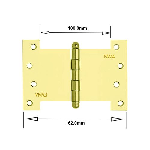 Dobradiça Palmela 1218 Tipo H 4 X 6" Latão Dourado Fama