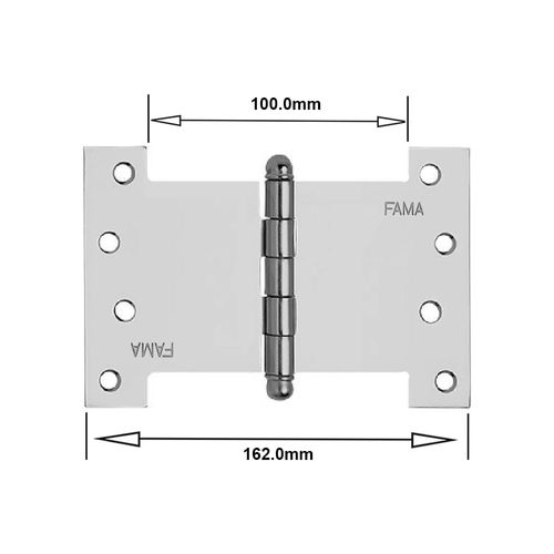Dobradiça Palmela 1218 Tipo H 4 X 6" Aço Cromo Escovado Fama