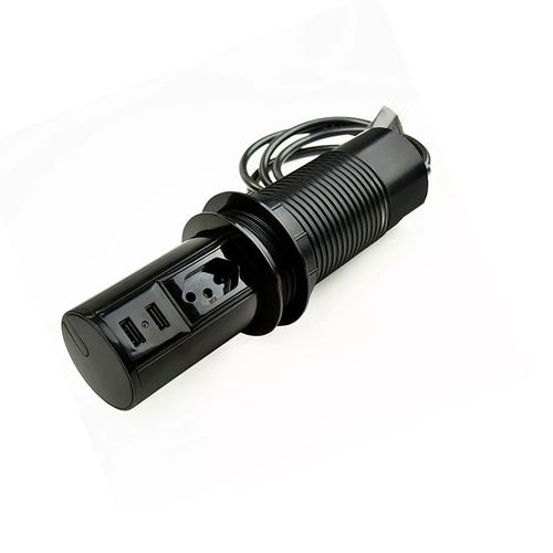 MINI TOTEM AUTOMÁTICO 1 TOMADA E 2USB PRETO QTMOV