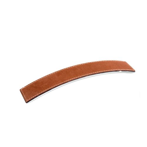 Puxador Luna 160mm Cromado e Couro Marrom Zen