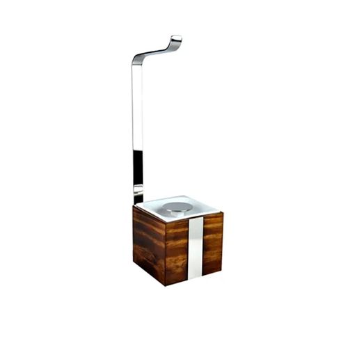 Papeleira com Lixeira 1.5l Wood Inox Polido e Branco Zen