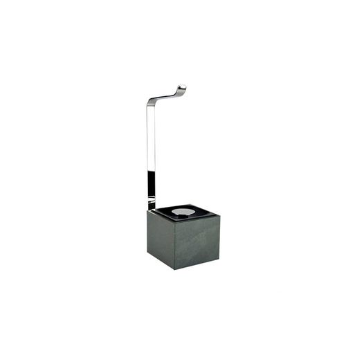 PAPELEIRA COM LIXEIRA 5L STONE INOX POLIDO E PRETO ZEN