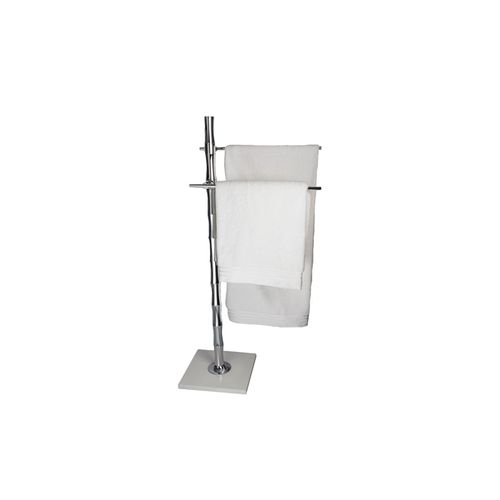 Toalheiro Piso Anello Bambu Cromado com Branco Zen