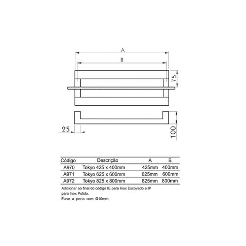 Puxador Duplo Tokyo 400mm Inox Escovado Geris