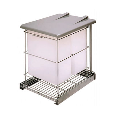 LIXEIRA 18L DUPLA COM CORREDIÇA TELESÓPICA 370MM CROMADA 8341 MASUTTI