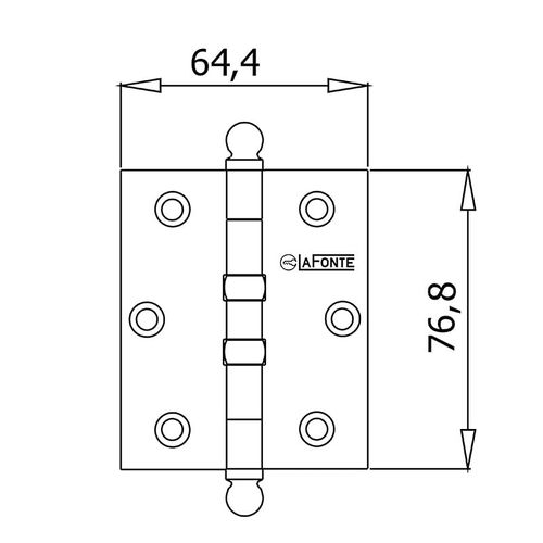 Dobradiça 85 3x2.5" com Anel Avulsa Cromo Acetinado La Fonte