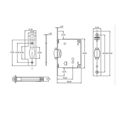 Fechadura Rolete Interna 45mm 1010 Cromada La Fonte