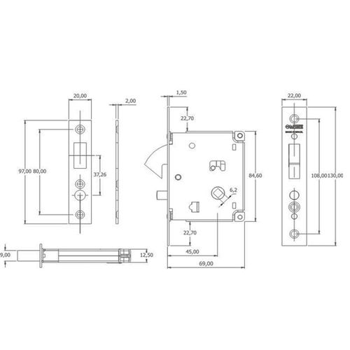 Fechadura Evo 45mm Bico Papagaio Banheiro Cromada La Fonte