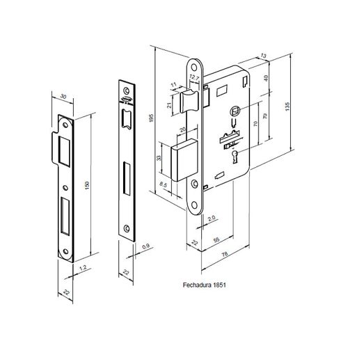 FECHADURA INTERNA MALBA 1851 55MM CROMADA IMAB