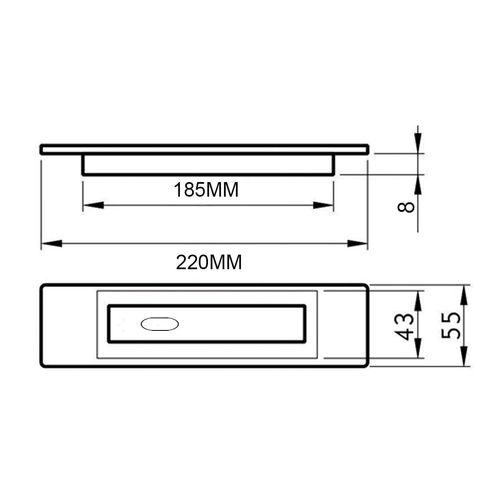 Puxador Concha com Entrada para Chave 8mm X 220mm Inox Polido Geris