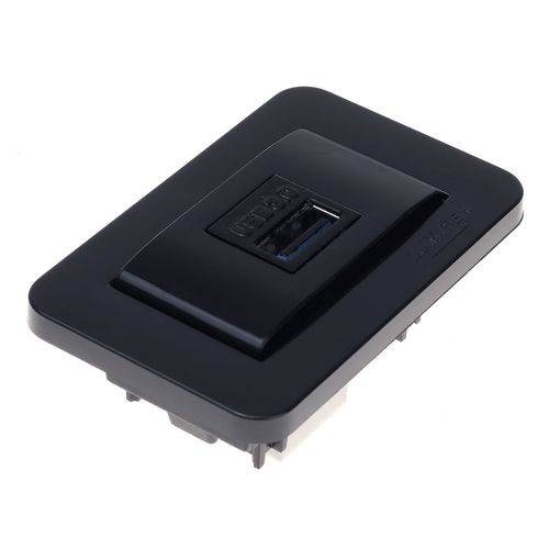 TOMADA PARA MOVEIS USB DADOS 3.0 DE EMBUTIR PRETA LUMITEK