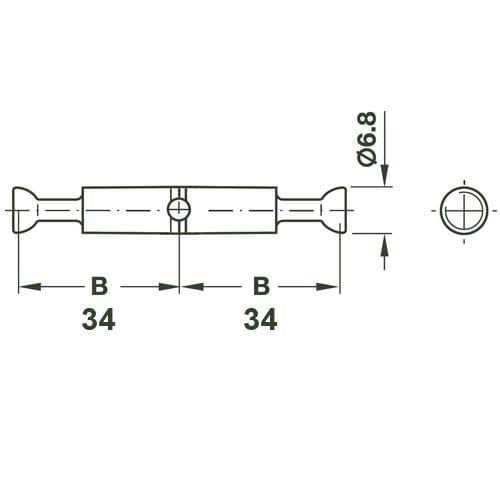 Pino Minifix Duplo Articulador para Ângulo 90º/180º B44 7mm Hafele