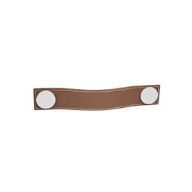 Puxador Garage 224mm Cromado com Couro Marrom Zen