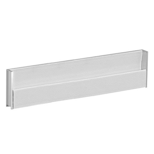 Puxador Cardiff 640mm Cromado com Couro Branco Zen