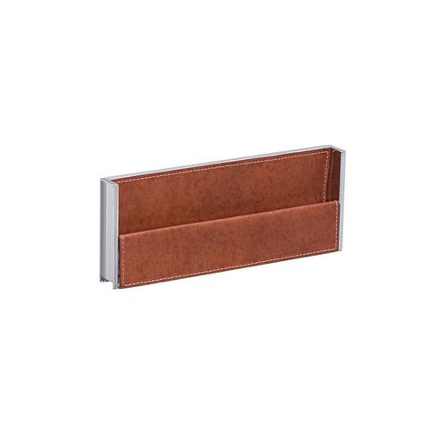Puxador Cardiff 200mm Cromado com Couro Marrom Zen