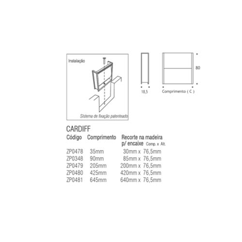PUXADOR CARDIFF 200MM CROMADO COM COURO BRANCO ZEN