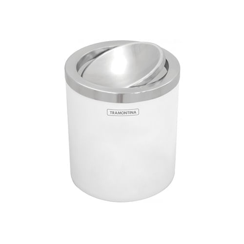 Lixeira 5 Litros Branca com Tampa Basculante Inox Tramontina