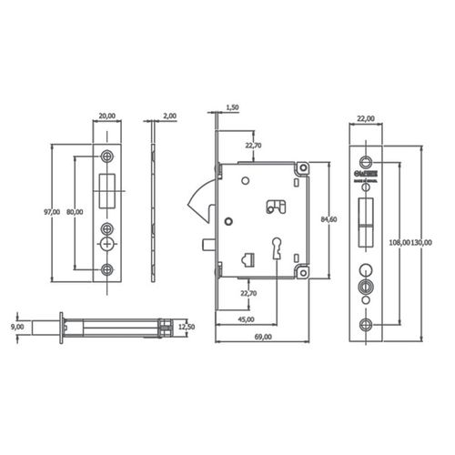 Fechadura Evo 45mm Bico Papagaio 4020 Interna Cromada La Fonte