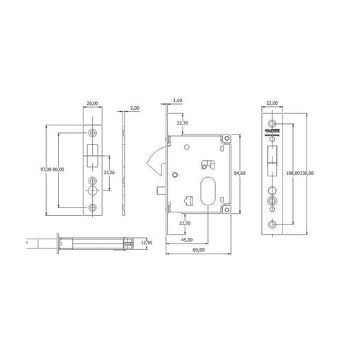 Fechadura Evo 45mm Bico Papagaio 222 Externa Cromado La Fonte