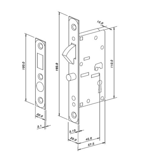 Fechadura Bico Papagaio 1352 Chave Bipartida 45mm Cromada Imab