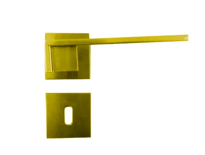 Conjunto de Maçaneta Break Interna Quadrada Dourado Zen