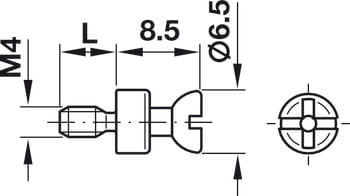 Pino Rafix S20 M4 Comprimento de Rosca 7,5mm Hafele