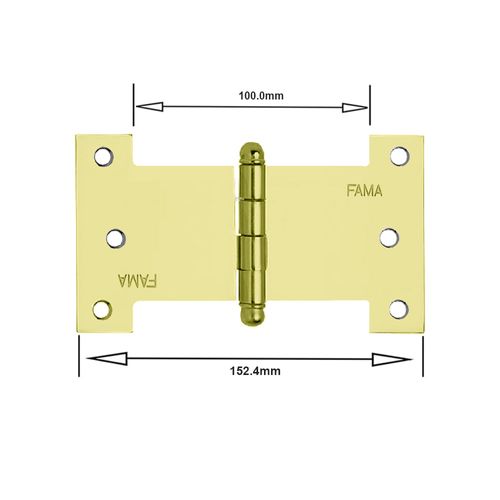 Dobradiça Palmela 1218 Tipo H 6" Latão Dourado Fama