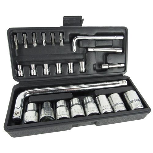 Kit de Soquetes Sextavados 1/2 e 1/4 com 24 Pecas Titanium Tools