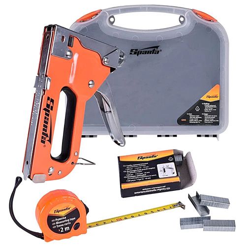 Kit Grampeador com 500 Grampos e Trena 2 Metros Sparta