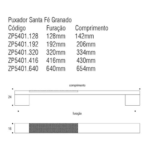 Puxador Santa Fé Granado 320mm Titanium Zen