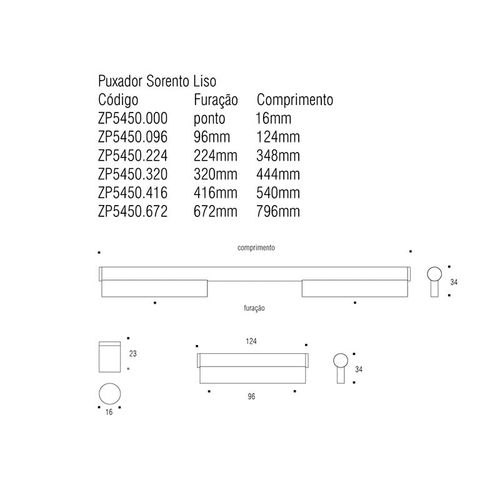 Puxador Sorento 416mm Cromado Zen