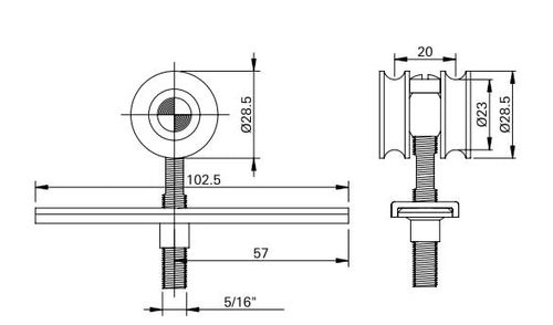 Roldana para Porta de Correr Rnc02 Côncavas com Esferas 40kg Fermax