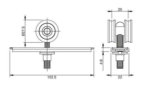 Roldana para Porta de Correr Rrc02 Côncavas com Rolamento 80kg Fermax