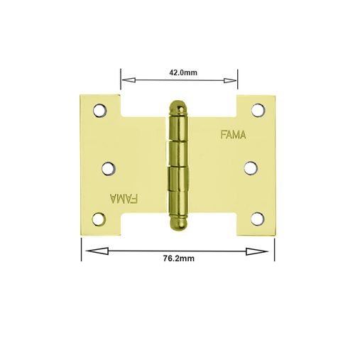 Dobradiça Palmela 1218 Tipo H 3" Latão Dourado Fama