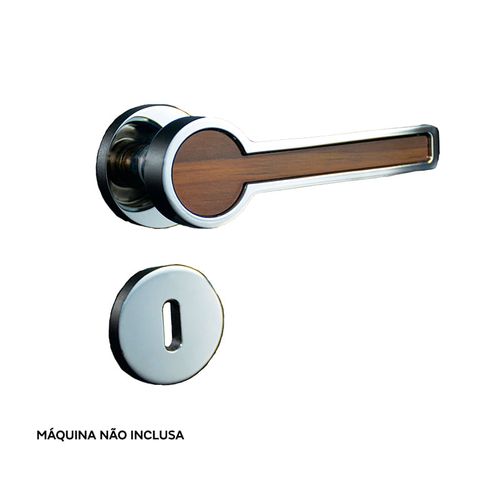 Maçaneta Blend Wood Interna Redondo Cromado Zen