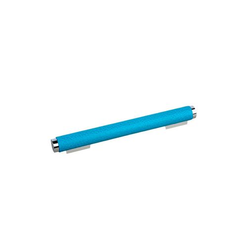 Puxador Bali 160mm Cromado e Couro Azul Zen