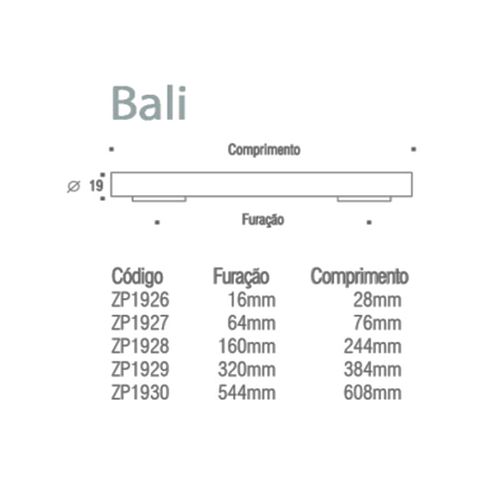 Puxador Bali 160mm Cromado e Couro Azul Zen