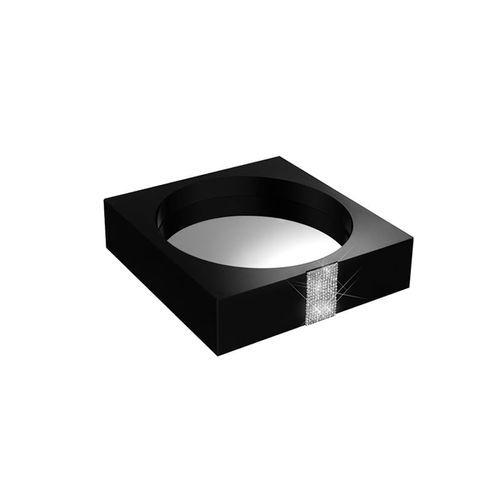 Bandeja Diamond Redonda Cromado com Preto Zen